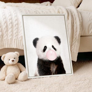 Baby Panda Bubble Gum Print: Nursery Animal Wall Art