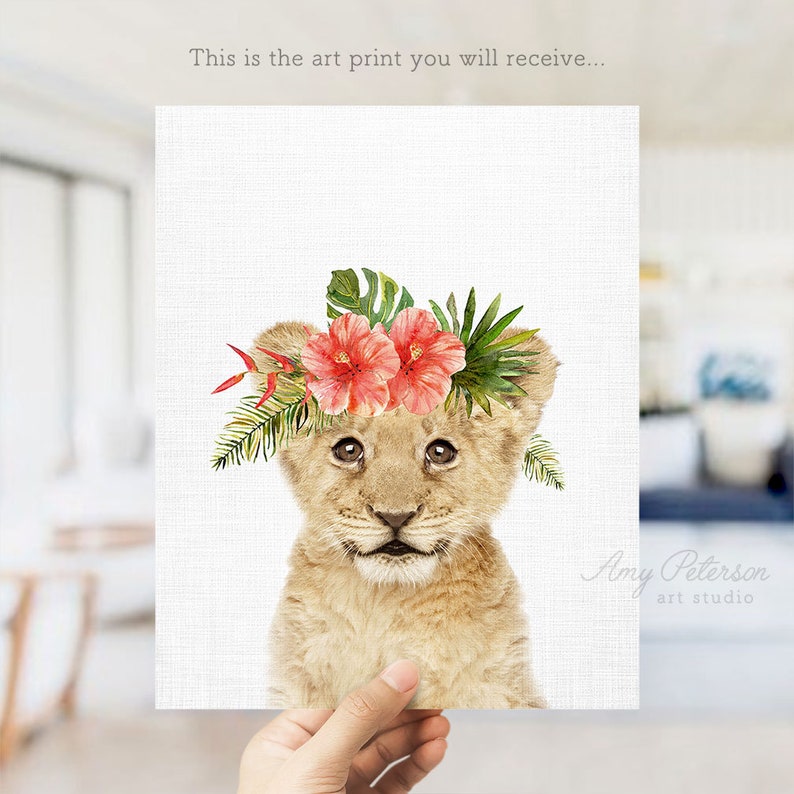 Safari Baby Animals with Flower Crowns Floral Crown Safari Etsy