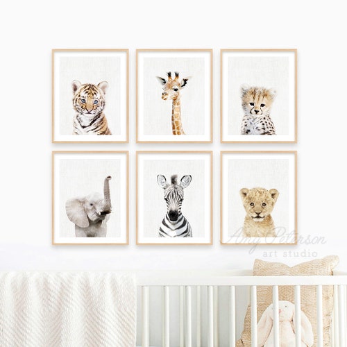 Safari Nursery Wall Art Animal Paintings Baby Animal Prints Etsy UK