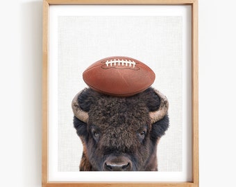 Bison Football, Buffalo Art, Football Art, Animal Wall Art, Animal Art by Amy Peterson