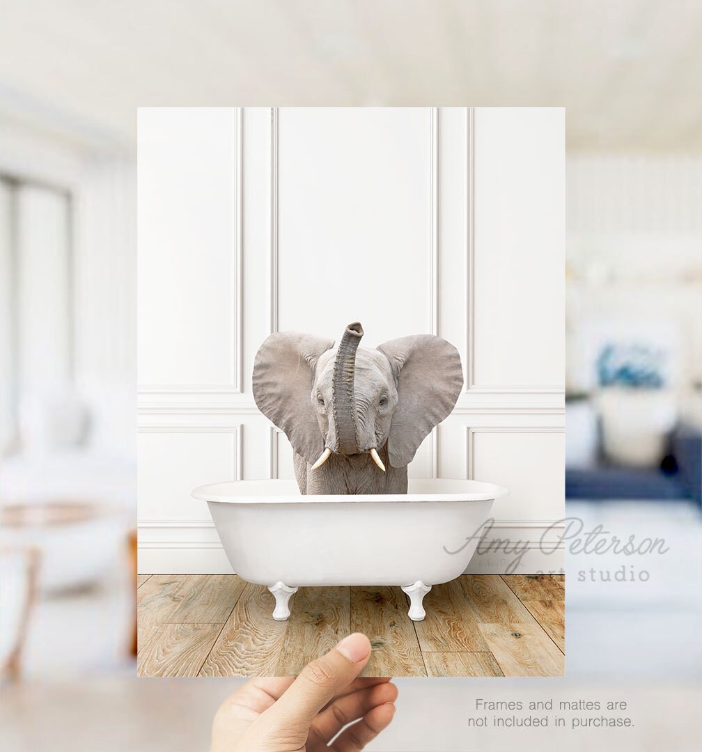 Baby Elephant in a Vintage Bathtub Elephant in Tub Animal in Etsy