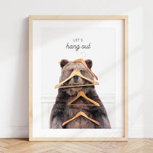 Bear Laundry Art Print: &quot;Let&#39;s Hang Out&quot; Animal Wall Decor