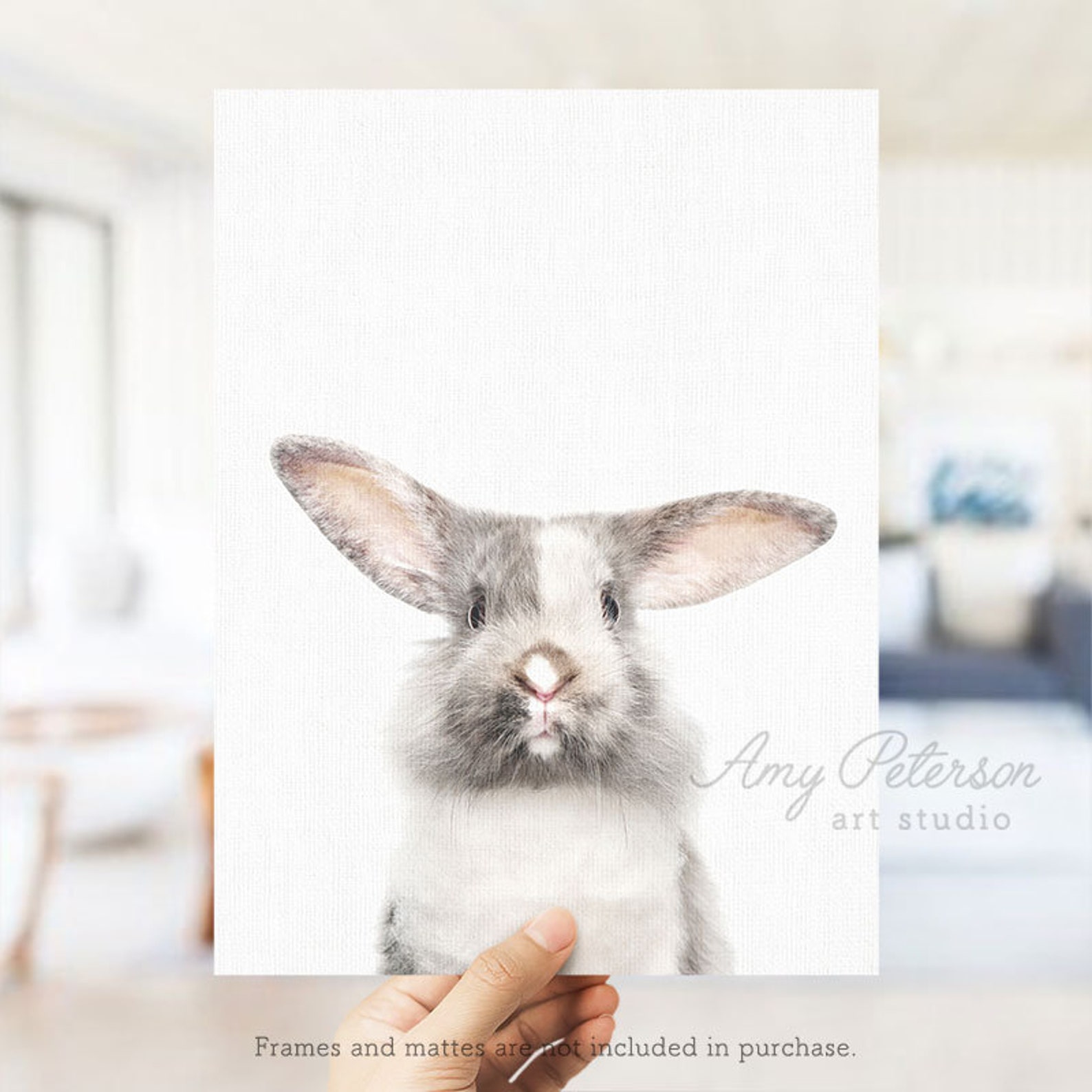 Gray Bunny Print as Seen in Homegoods Baby Animal Print for Etsy