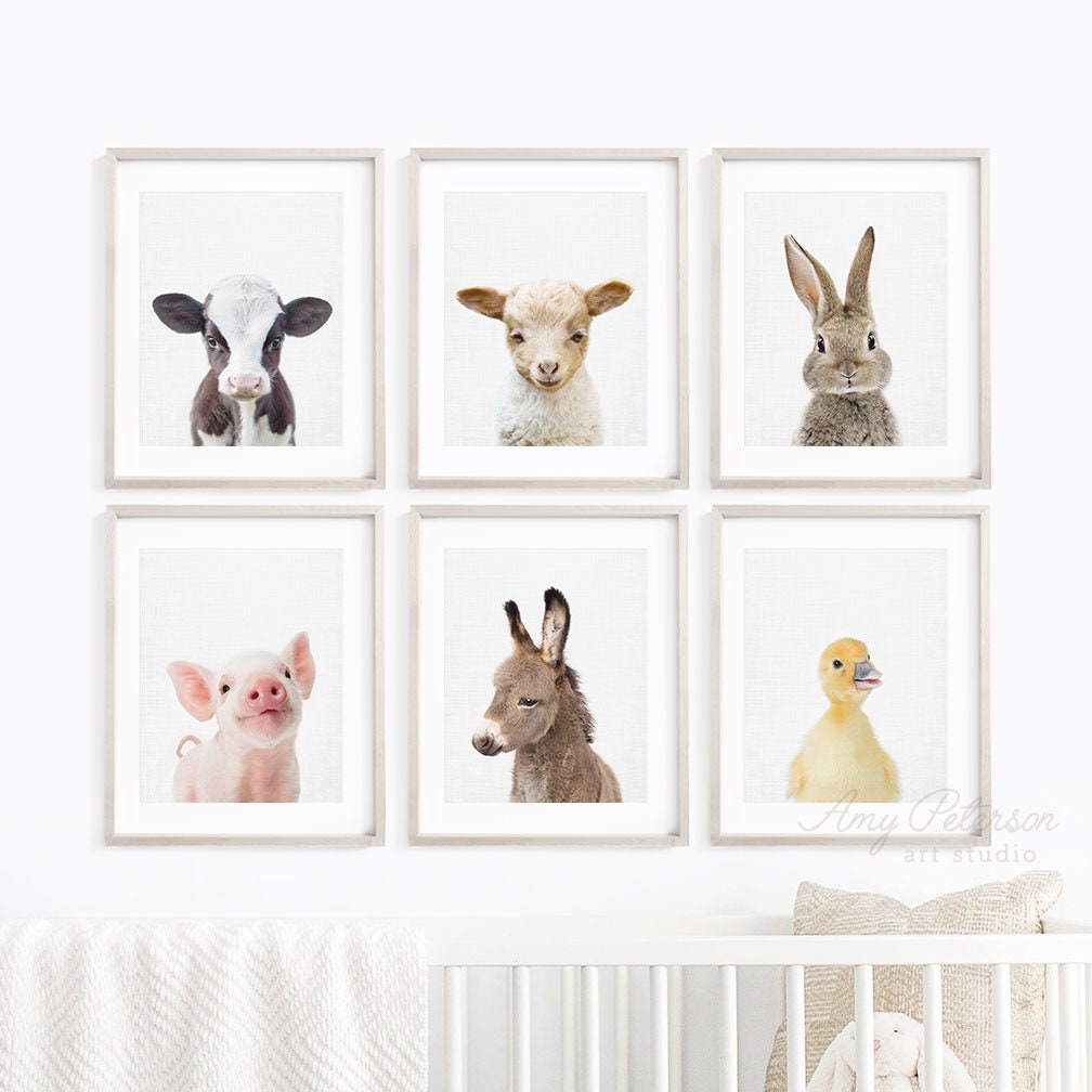 Farm Animal Print Nursery Farm Animals Baby Animal Prints Etsy