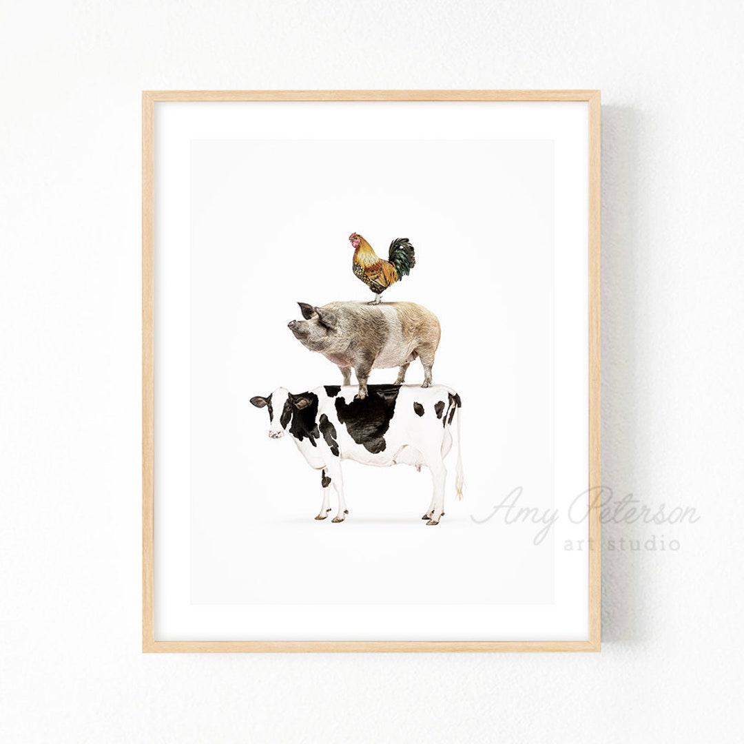 Stacked Farm Animals Farmhouse Decor Farm Animal Art Rustic - Etsy