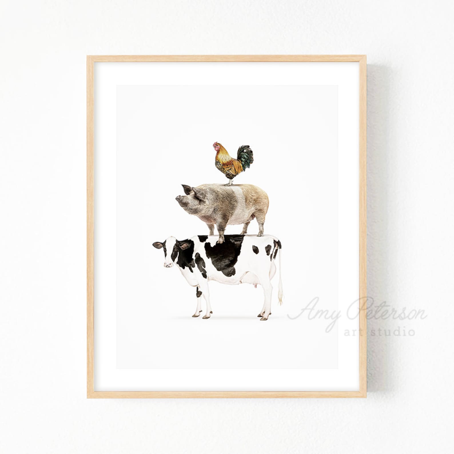 Stacked Farm Animals Farmhouse Decor Farm Animal Art Rustic - Etsy