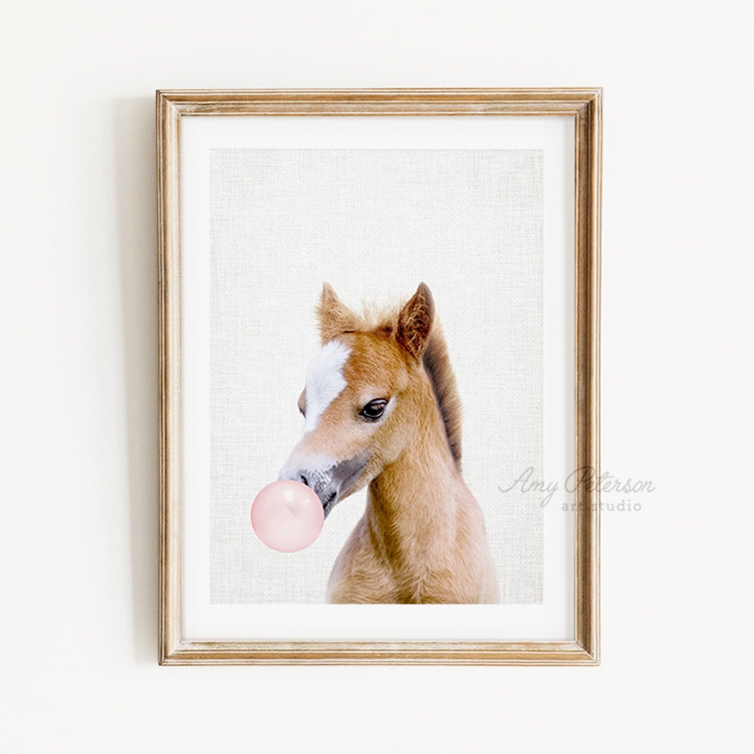 Baby Horse Blowing Bubble Gum Horse Print Pony Animal Art - Etsy Australia Baby Horse Blowing Bubble Gum Horse Print Pony Animal Art - Etsy Australia