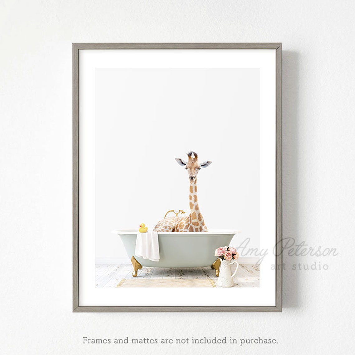 Giraffe Cottage Bath Photo Print Giraffe Bathing Giraffe Etsy