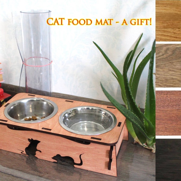 Cat Bowl Stand, Cat Feeding Stand, Raised Cat Bowl, Elevated Cat Bowl, Cat Feeder, Cat Water Bowl, Cat Food Dish, Medium Cat Stand 450 ml