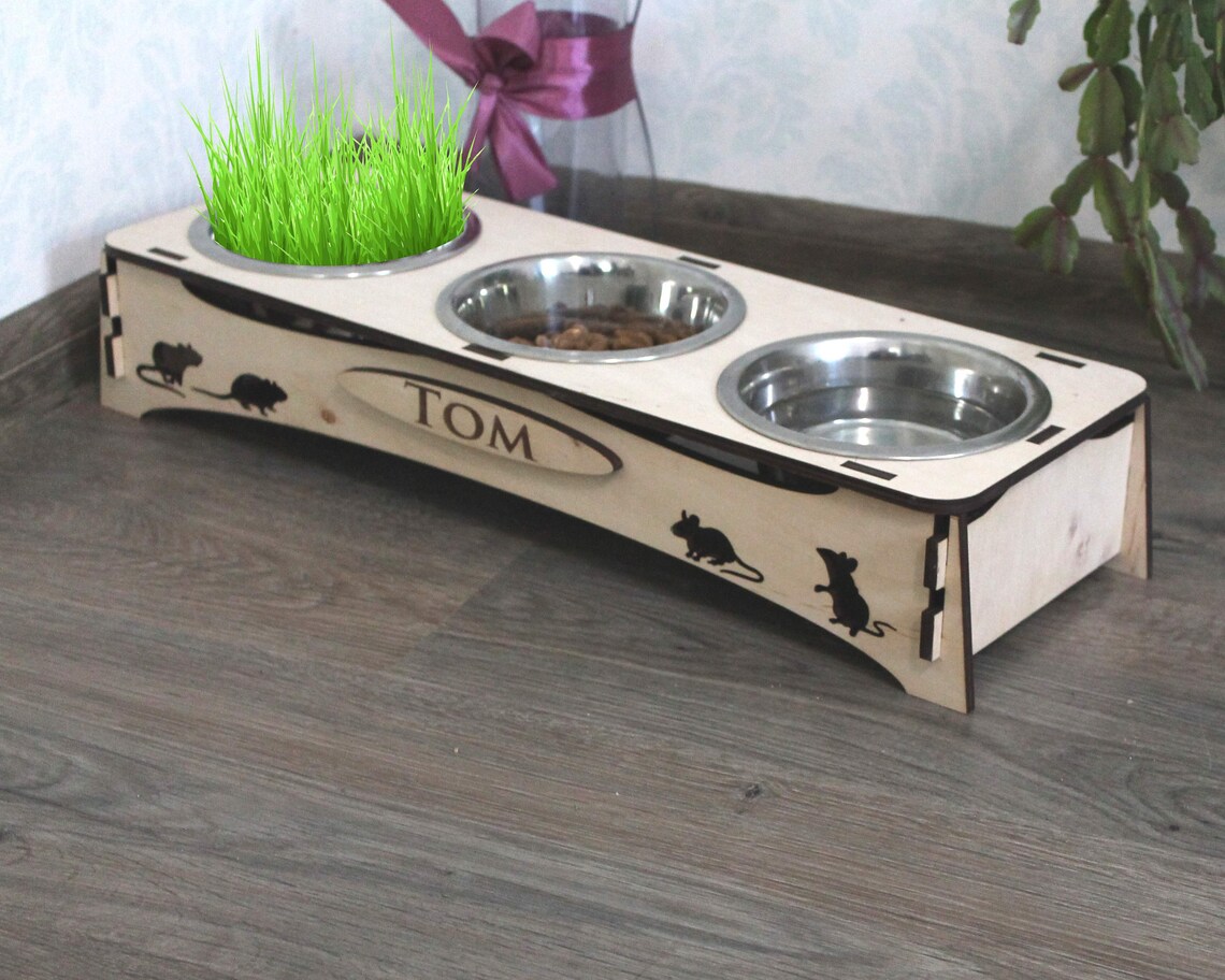 Cat Bowl Stand Cat Feeding Stand Raised Cat Bowl Elevated Etsy