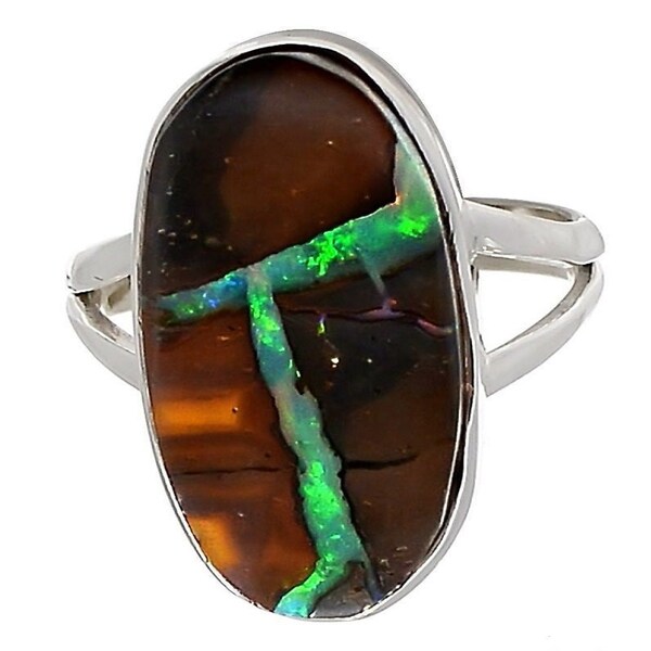 Boulder Opal Ring, Brown Oval Stone Ring, 925 Silver Jewelry, Boulder Opal Jewelry, Rare Stone Jewellery, Natural Australian Opal in Silver