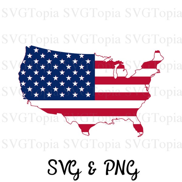 US Flag Inside United States Outline SVG and PNG Clip Art for Die Cut Machines like Cricut and Silhouette Cut File Cuttable File