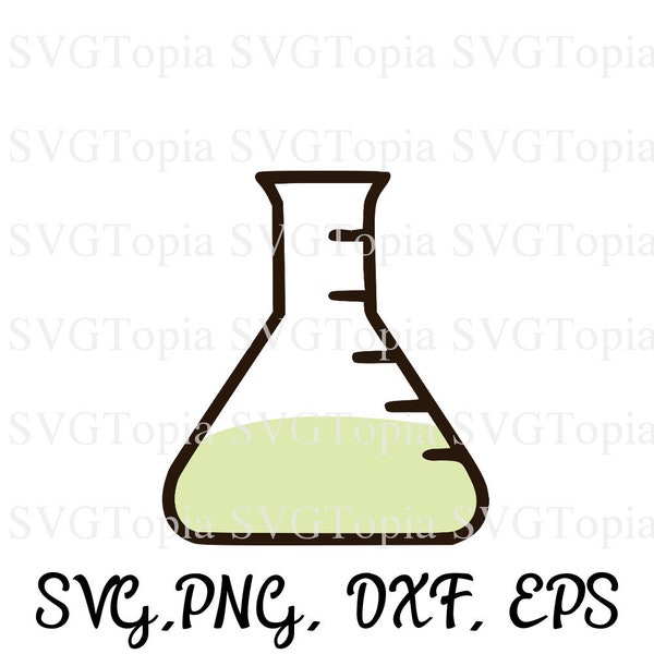 Science Flask SVG  PNG EPS Dxf Clip Art for Die Cut Machines like Cricut and Silhouette Cut File Beaker Cut File Cuttable