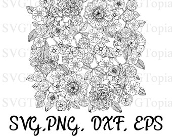 Flowers SVG PNG EPS Dxf Clip Art for Die Cut Machines like Cricut  and Silhouette Cut File Cuttable File Zentangle Flower