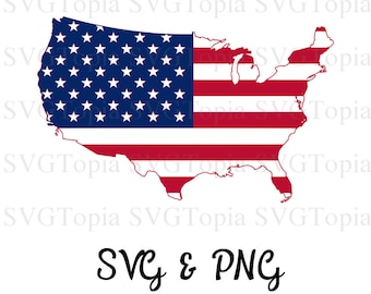 US Flag Inside United States Outline SVG and PNG Clip Art for Die Cut Machines like Cricut and Silhouette Cut File Cuttable File