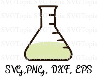 Science Flask SVG  PNG EPS Dxf Clip Art for Die Cut Machines like Cricut and Silhouette Cut File Beaker Cut File Cuttable