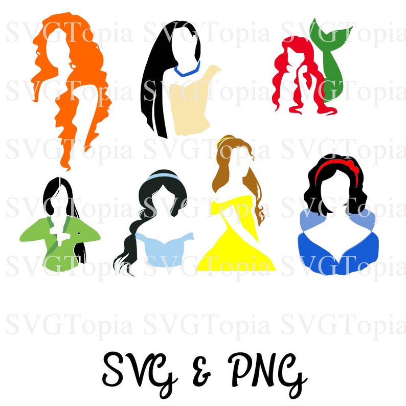 Download Disney Princess Silhouette SVG PNG Clip Art for Die Cut ...