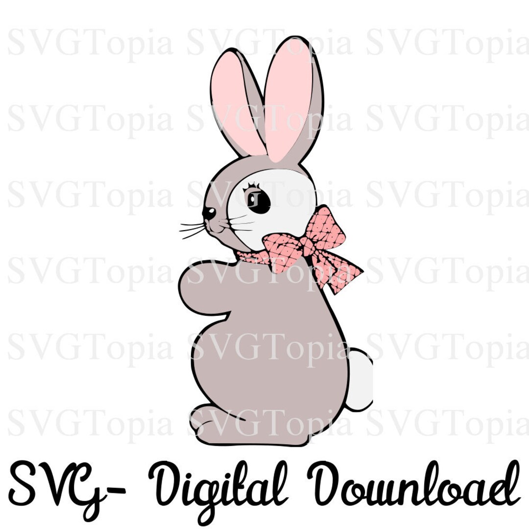 Cute Easter Bunny SVG Clip Art for Die Cut Machines Like Cricut and ...