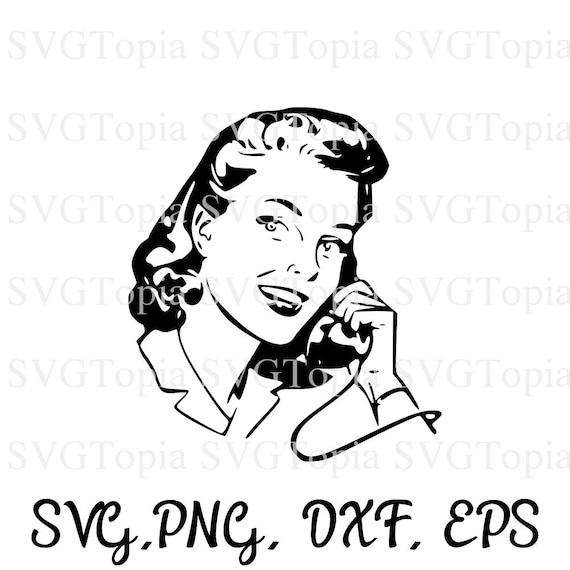 Download Retro Phone Woman Svg Png Eps Dxf Clip Art For Die Cut Etsy