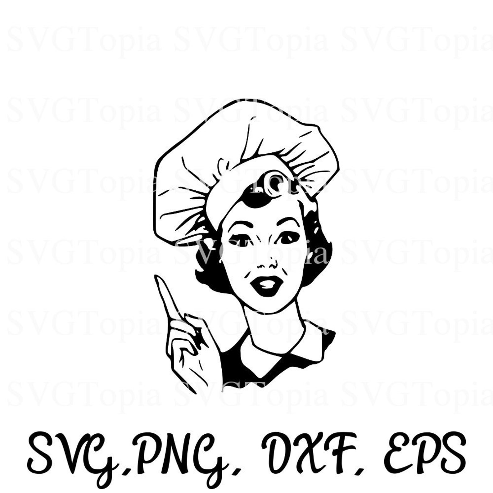 Download Retro Chef Hat Woman Cook SVG PNG EPS Dxf Clip Art for Die ...