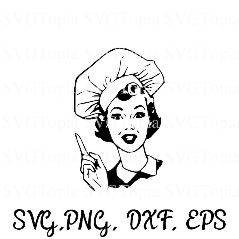 Download Retro Chef Hat Woman Cook SVG PNG EPS Dxf Clip Art for Die ...