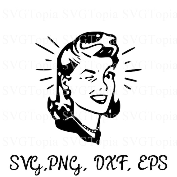 Download Retro Winking Woman Svg Png Eps Dxf Clip Art For Die Cut Etsy