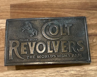 Fibbia per cintura vintage Colt in ottone