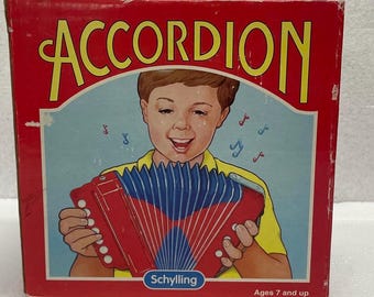 Vintage Schylling toy accordion in original box