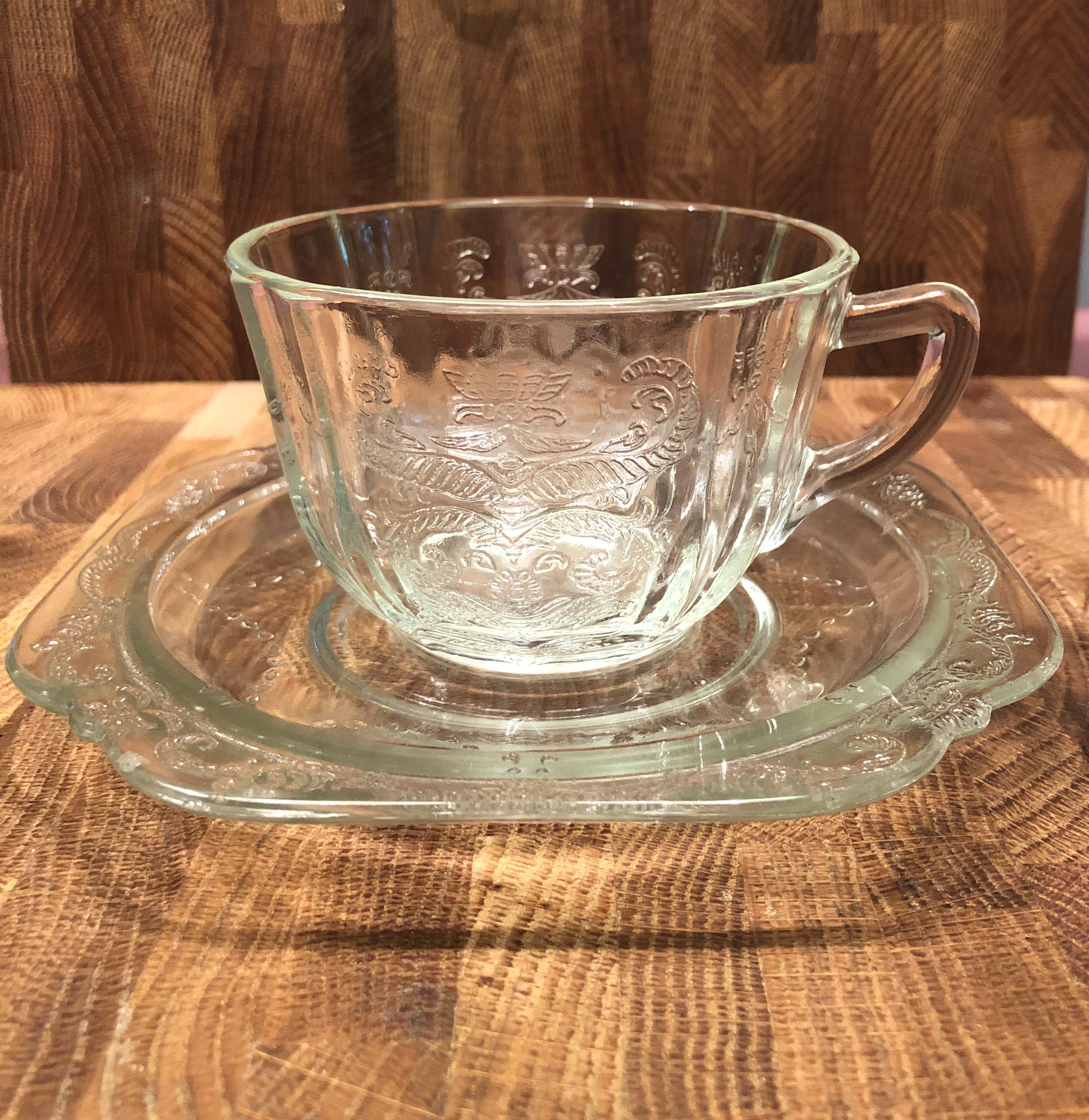 Federal Glass Co. Clear Depression Glass Cup and saucer Etsy