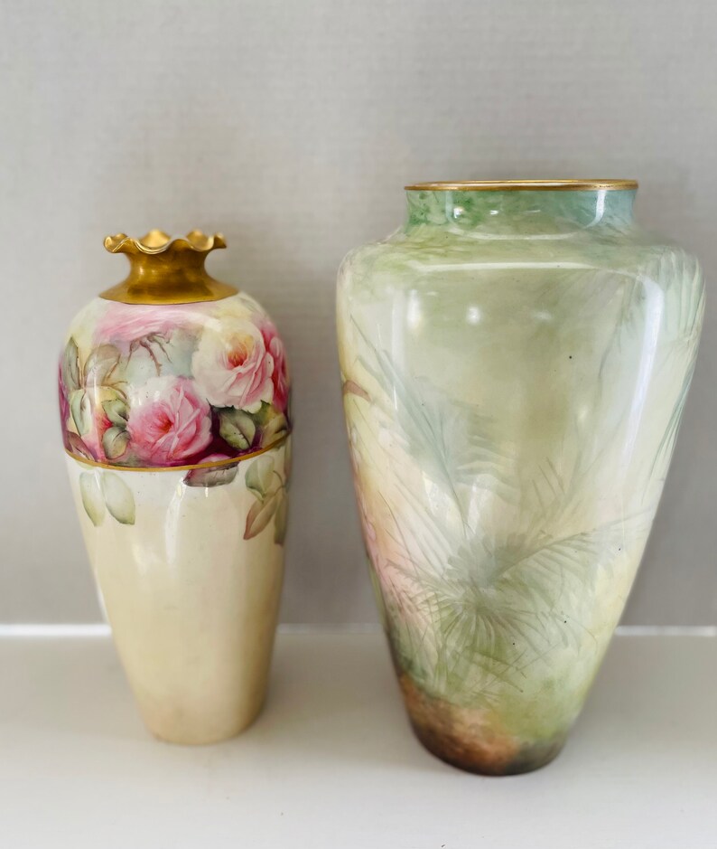 RARE American Belleek Willets Vases Signed by the Same Artist Etsy