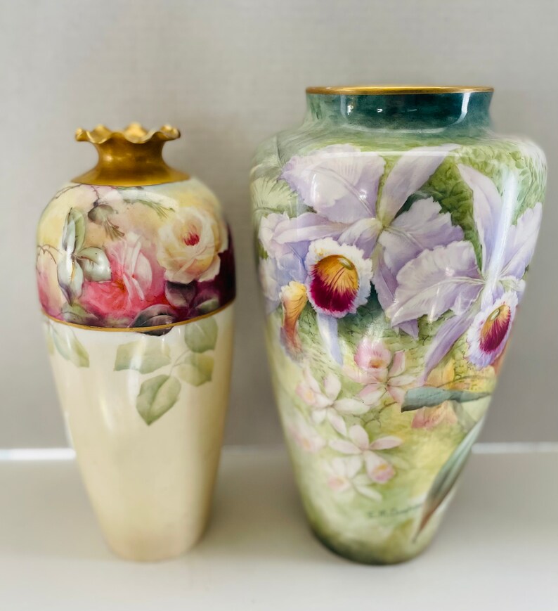 RARE American Belleek Willets Vases Signed by the Same Artist Etsy