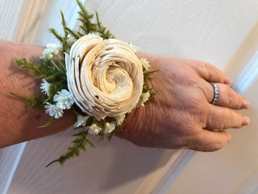 SOLA Wood Flower Corsage for Wrist Wedding Bridal Etsy