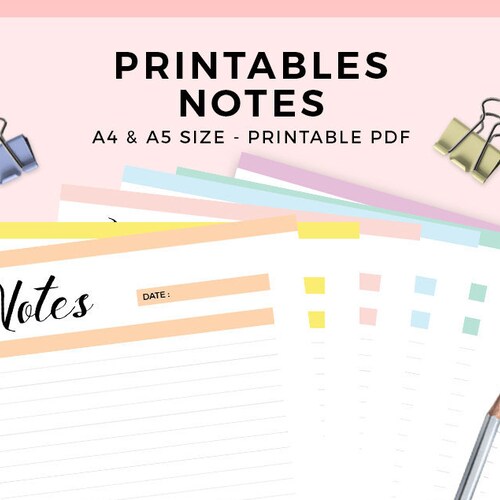 Printable Lined Paper Planner Inserts Etsy