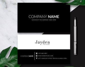 Business Card Template | Modern Business Card | Instant Download | Black and White Card | Photoshop template | Business Card Design