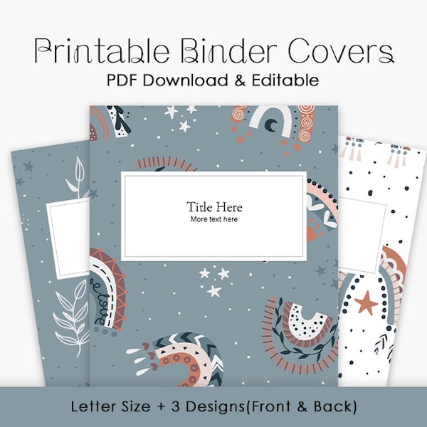 Binder Cover Printable | Instant Download | Subject Cover | Boho Style Cover Template | Spines | Brown and Beige Binder Cover