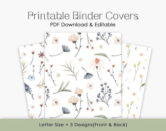 Printable Editable Floral Binder Cover Template - Etsy