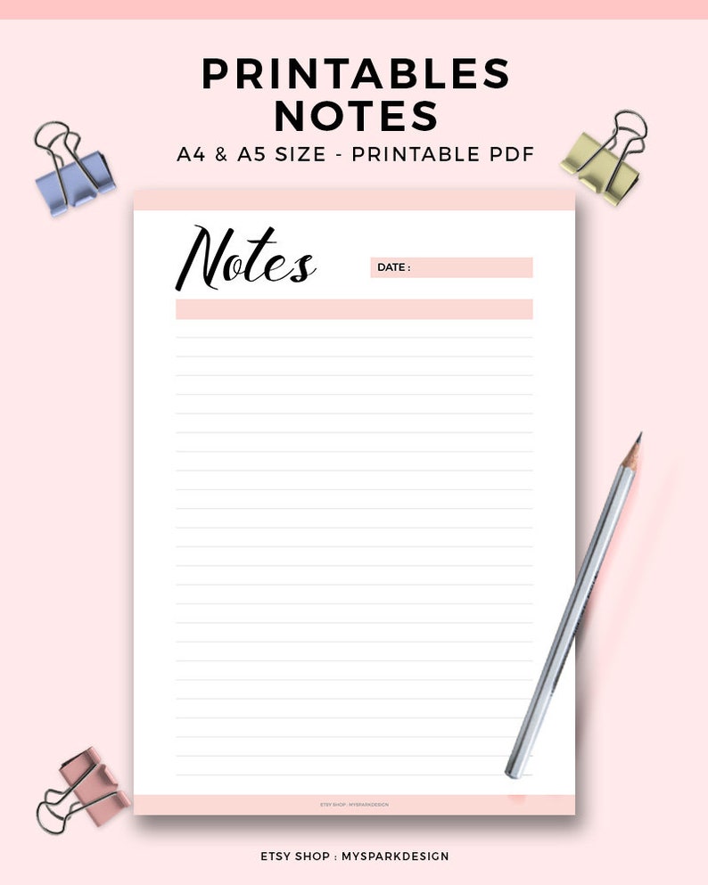 Printable Lined Paper | Planner Inserts - Etsy
