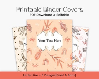 Binder Cover Printable and Spines in Boho Style