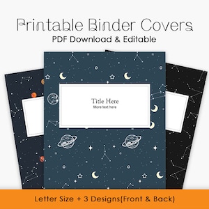 Cubierta de carpeta imprimible / Cubierta de carpeta de astronauta / Cubierta de carpeta de galaxia