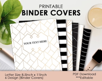 Binder Cover Template Black, Gold and White