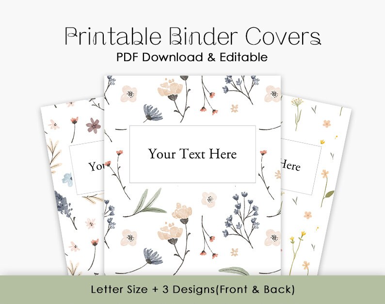 Printable Editable Floral Binder Cover Template 