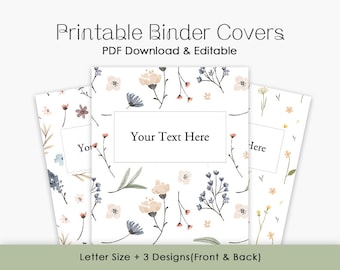 Printable Editable Floral Binder Cover Template