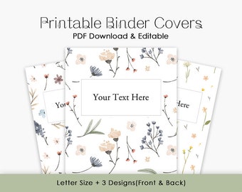 Printable Editable Floral Binder Cover Template