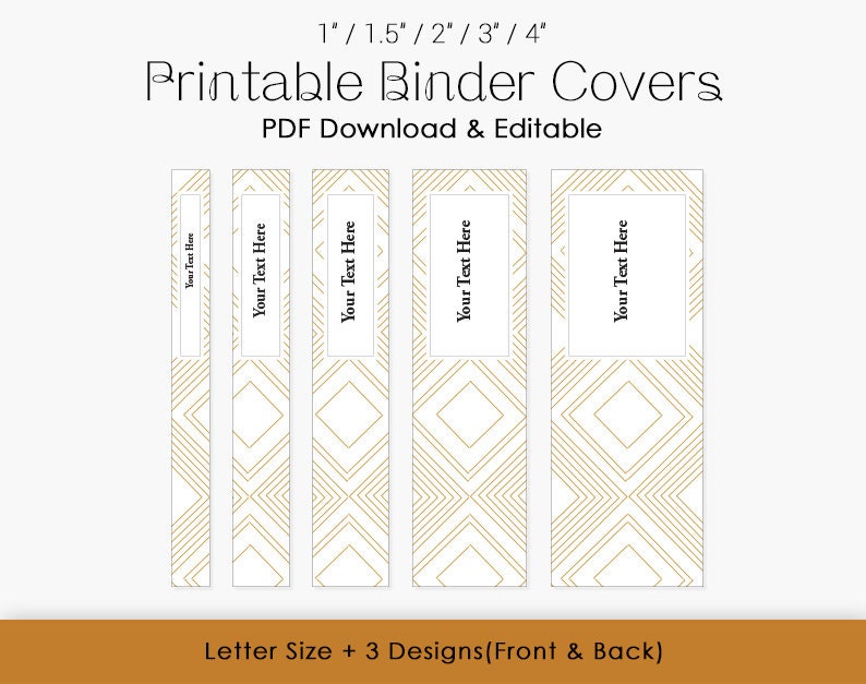 White and Gold Printable Binder Cover Template - Etsy