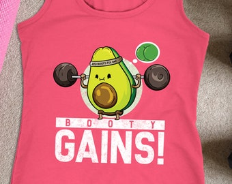Avocado Booty Day Workout Tank Womens Booty Gains Gym Shirt Ladies Weight Training Squats Gift