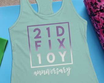 21D FIX 10Y Anniversary Workout Tank Womens 21 Day Autumn Coach Fix Ten Year Challenge Group Gift
