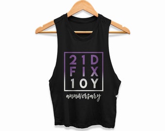 21D FIX 10Y Anniversary Workout Cropped Tank Womens 21 Day Autumn Coach Fix Ten Year Challenge Group Gift