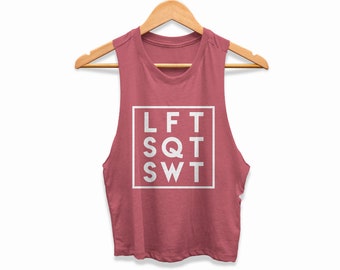 Cute Workout Crop Top Womens Lift Squat Sweat Cropped Gym Tank Fitness Motivation Shirt