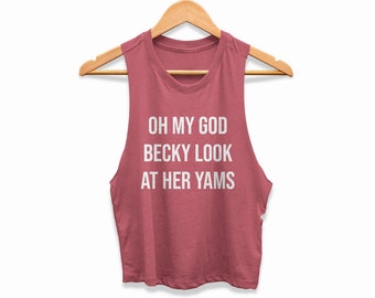 YAM SZN Crop Top Womens Funny Leg Day Tank Hamstring Workout Deadlift Shirt Cropped Gym Tank Booty Gift | Oh My God Becky Look At Her Yams