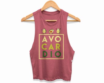 Avocardio Shirt Womens Funny Avocado Cropped Racerback Tank Avacado Lover Crop Top Vegan Keto Gift